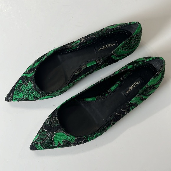 Dolce & Gabbana broccato Prato Bellini pointed flats size 39 - Picture 10 of 10